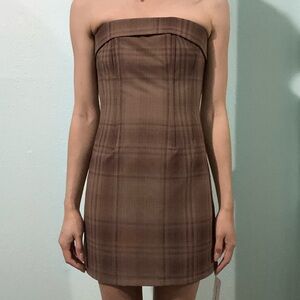 chloe corset dress - plaid, strapless mini dress